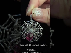 Sterling Silver Spider Web Hanger Rood Ruby Swarovski Edelsteen Ketting