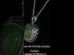 9.48g 925 zilveren edelsteen hanger kralen ketting 14x14mm kussen groene jade hanger