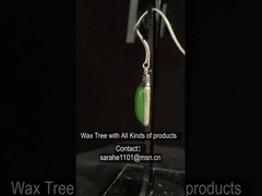 Cabochon 925 Sterling zilver edelsteen oorbellen 7x12 mm rechthoekig groen jade