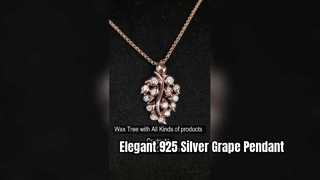 Prachtige 925 zilveren druif hanger ketting sierlijke sieraden RG