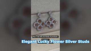 Elegante Lucky Flower 925 zilveren CZ oorknopjes