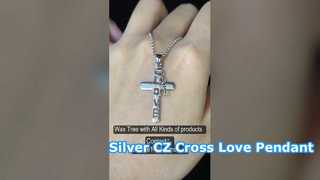 Sterling zilveren CZ kruis hanger ketting