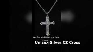 Unisex zilveren CZ kruis hanger 925 sterling zilver
