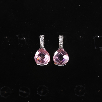 Triljoen vormde 925 Sterling Silver Gemstone Earrings Cartier Roze Crystal Earrings