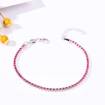Nieuw In Diamond Bracelet 925 Zilveren Roze Zircons Regelbaar voor Vrouwen