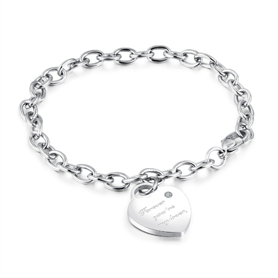 Hartcharme 925 hoog Opgepoetst Sterling Silver Chain Bracelet Extraordinary