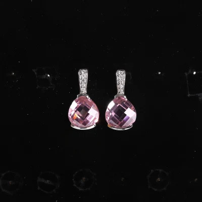 De ronde Oorringen van 2.30g 925 Sterling Silver Earrings Pink Gemstone