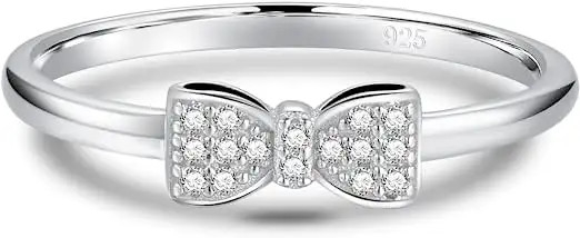 Boog Knoop Vormige 925 Sterling Zilveren Ringen, Zirkoon Sterling Zilver Cz Verlovingsringen