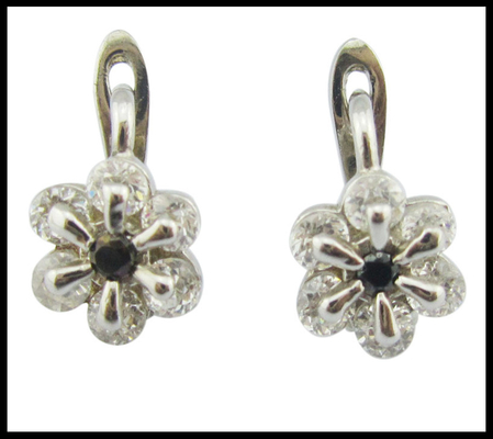 Cz Steen Grootte 1,0-1,25 mm Nickelvrij Kubisch Zirconia 925 Zilveren oorbellen met ontwerp Bloem Oornap Sterling zilver roos