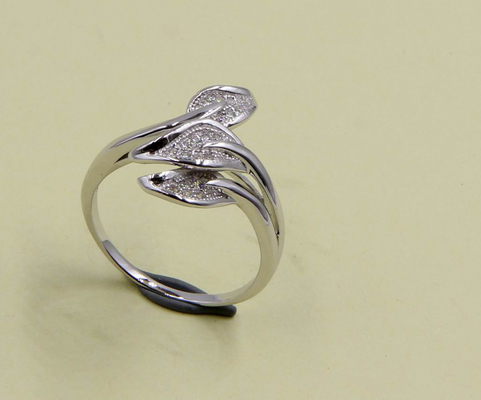 925 Sterling zilver Pave Set Cubic Zirconia Rings voor vrouwen Leaf zilver verlovingsringen Leaf zilver ringen AAA steen