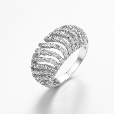 6.04g 925 de Zilveren Ringen Rhodium Geplateerd Sterling Silver Interlocking Ring van CZ