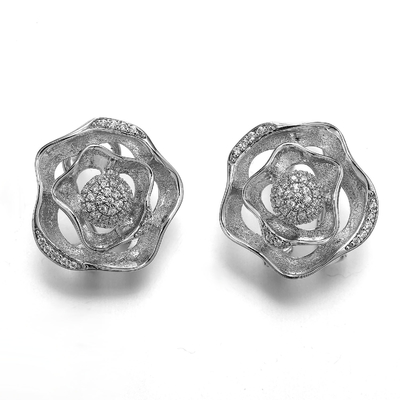 Diamond Stud Earrings 925 de Zilveren van de de Oorringenwerveling van CZ Witte Ronde Klem