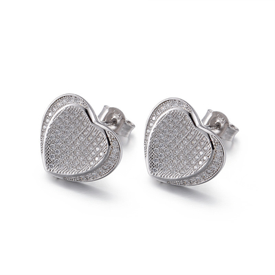 2,6 Gram 925 Zilveren de Oorringenoem Tiffany Heart Earrings Silver van CZ