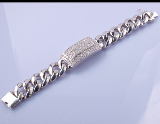 96,25 Gram 925 Zilveren Armband 19cm van CZ Aanpassings Magnetische Armbanden voor Paren