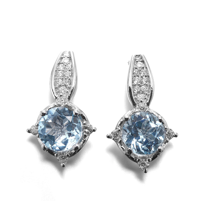 4.1g Sterling Silver Aquamarine Drop Earrings-de Blauwe Topaas van de Cirkelhemel
