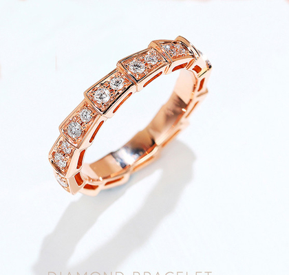 Serpentiadder 18K Gouden Diamond Rings 3.5g 18K Rose Gold Wedding Band