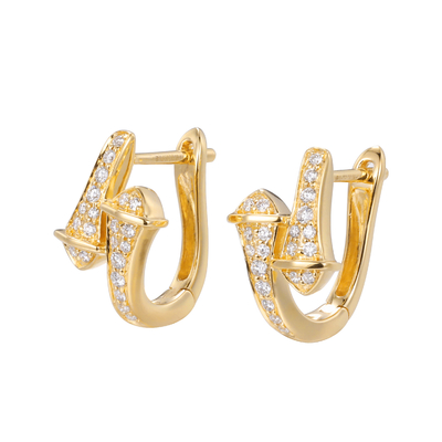 VERSUS Vorm van de Duidelijkheids18k de Gouden Diamond Earrings 2.4g 0.16ct Dubbele Geleide Pijl