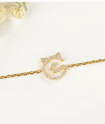 18K gouden Diamond Bracelet Womens Kitten Nameplate 0.11ct voor Overeenkomst