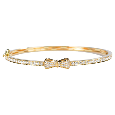 Aangepaste Bowknot Gouden Luxueus Diamond Bangle Bracelets 18K 0.96ct 16.5cm