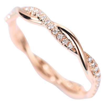 Verweven Staartgras 18 Karat Gold Diamond Ring 0.2ct 2gram voor Huwelijk