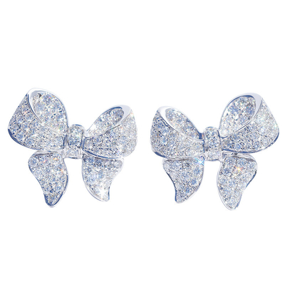 Platina Diamond Bow Stud Earrings 0.10ct VERSUS Aangepaste Duidelijkheid 4.5gram