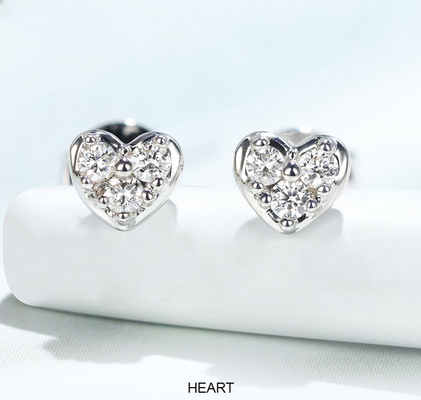 Sterling Silver Heart Shaped Stud-Oorringen 0.80ct om Briljante Besnoeiingsdiamant