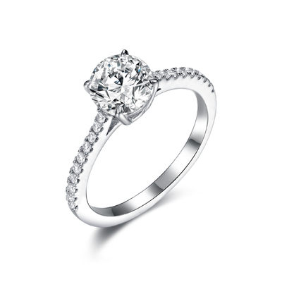 925 Sterling Silver Diamond Engagement Rings 6.0mm Ronde Gestalte gegeven Edele Stijl