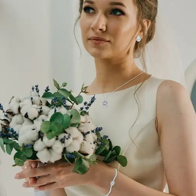 Elegante de Traanhalsband van Luxezircon en Oorringen, het Huwelijksreeks van Maniervrouwen