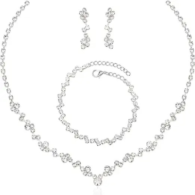 Rhodium geplatte 925 Sterling zilver sieraden set 18 inch ketting lengte zilveren Dangle oorbellen