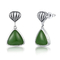 Het blad ontwerpt 925 Sterling Silver Stud Earrings Gemstone Emerald Green Stone Earrings