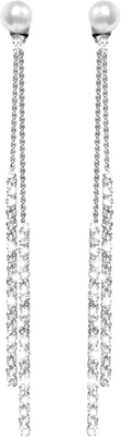 Lang bengel Daling 925 de Zilveren Oorringen van CZ, snakken 3.2g Daling Diamond Earrings