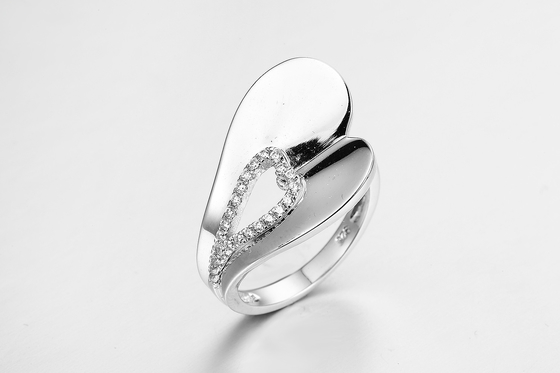 Duidelijke CZ Peer 925 Zilveren Band Ring Unisex / Vrouwen Juwelen 2mm Breed