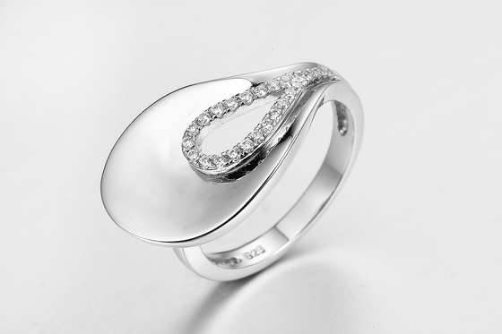 Duidelijke CZ Peer 925 Zilveren Band Ring Unisex / Vrouwen Juwelen 2mm Breed