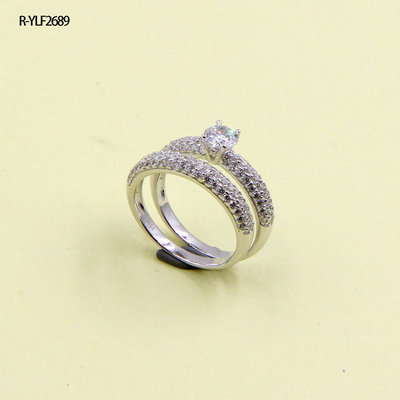 Peervormig AAA CZ 925 Zilveren Ring Prong Setting 2mm Band Fijne sieraden