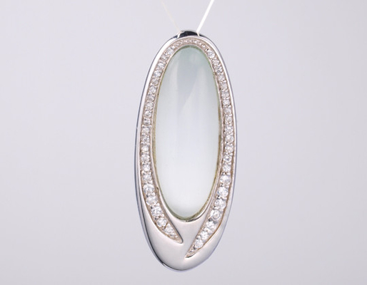 Klassieke stijl 18k goud diamant hanger halsketting ronde snit 18 inch