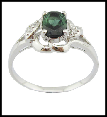 Elegante Tourmaline zilveren edelstenen ringen met Rhodium Plating