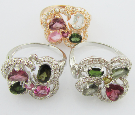 Elegante ronde YG platering Tourmaline edelsteen ringen 925 zilveren ringen voor vrouwen sterling zilver belofte ringen