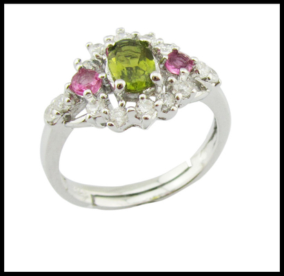 Vrouwen 925 zilveren edelstenen ringen met rhodium plaat maat 7 10