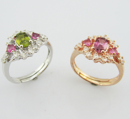 Vrouwen 925 zilveren edelstenen ringen met rhodium plaat maat 7 10