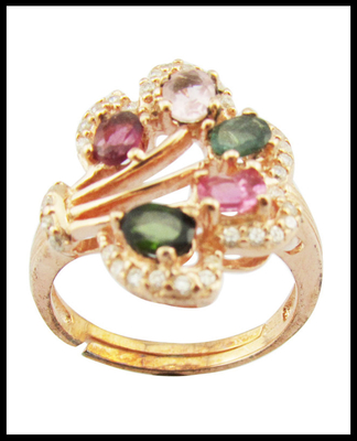 Sterling zilver edelsteen ringen met 925 Reinheid Rhodium Plating Kleur Tourmaline steen