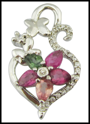 Marquise kleurrijke tourmaline hanger halsketting voor dagelijks huwelijksfeest - Eenvoudig maar elegant ontwerp