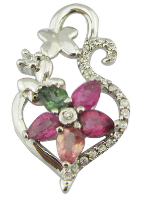 Marquise kleurrijke tourmaline hanger halsketting voor dagelijks huwelijksfeest - Eenvoudig maar elegant ontwerp