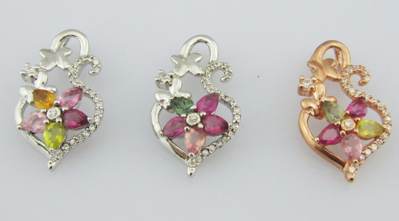 Marquise kleurrijke tourmaline hanger halsketting voor dagelijks huwelijksfeest - Eenvoudig maar elegant ontwerp