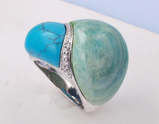 Rhodium 925 zilveren edelstenen ringen voor informele feesten en verjaardagskleding