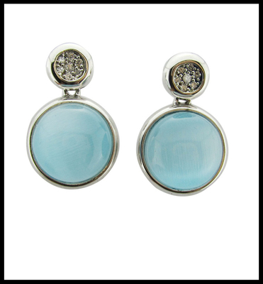 Rhodium geplatte hartvormige edelstenen oorbellen Lapis Lazuli Kubische Zirconia Casual / Party Style