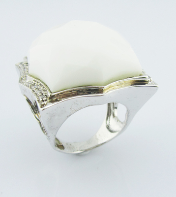 925 Sterling zilver onregelmatige vorm witte agate ringen voor vrouwen Sterling zilver ringen met stenen