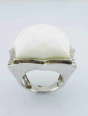 925 Sterling zilver onregelmatige vorm witte agate ringen voor vrouwen Sterling zilver ringen met stenen