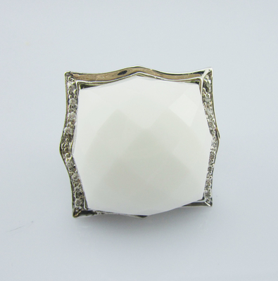 925 Sterling zilver onregelmatige vorm witte agate ringen voor vrouwen Sterling zilver ringen met stenen