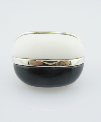 Ovale 925 zilveren edelstenen ringen voor toevallige en jubileumfeesten Zwarte Agate en witte Agate Sterling zilveren ringen