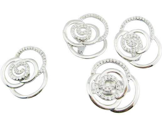 Rhodium geplatte zilver 925 sieraden set met 7 US grootte ring nu